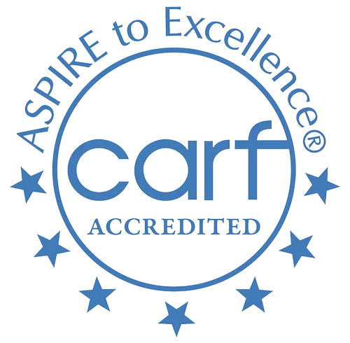 CARF Accredited badge: Aspire to excellence